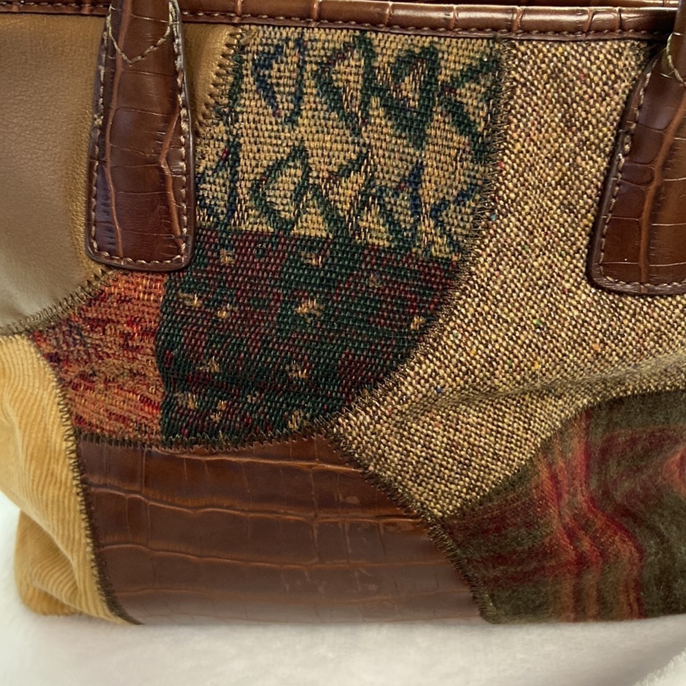 Patchwork Shoulder Bag Mixed Media Euc - image 3